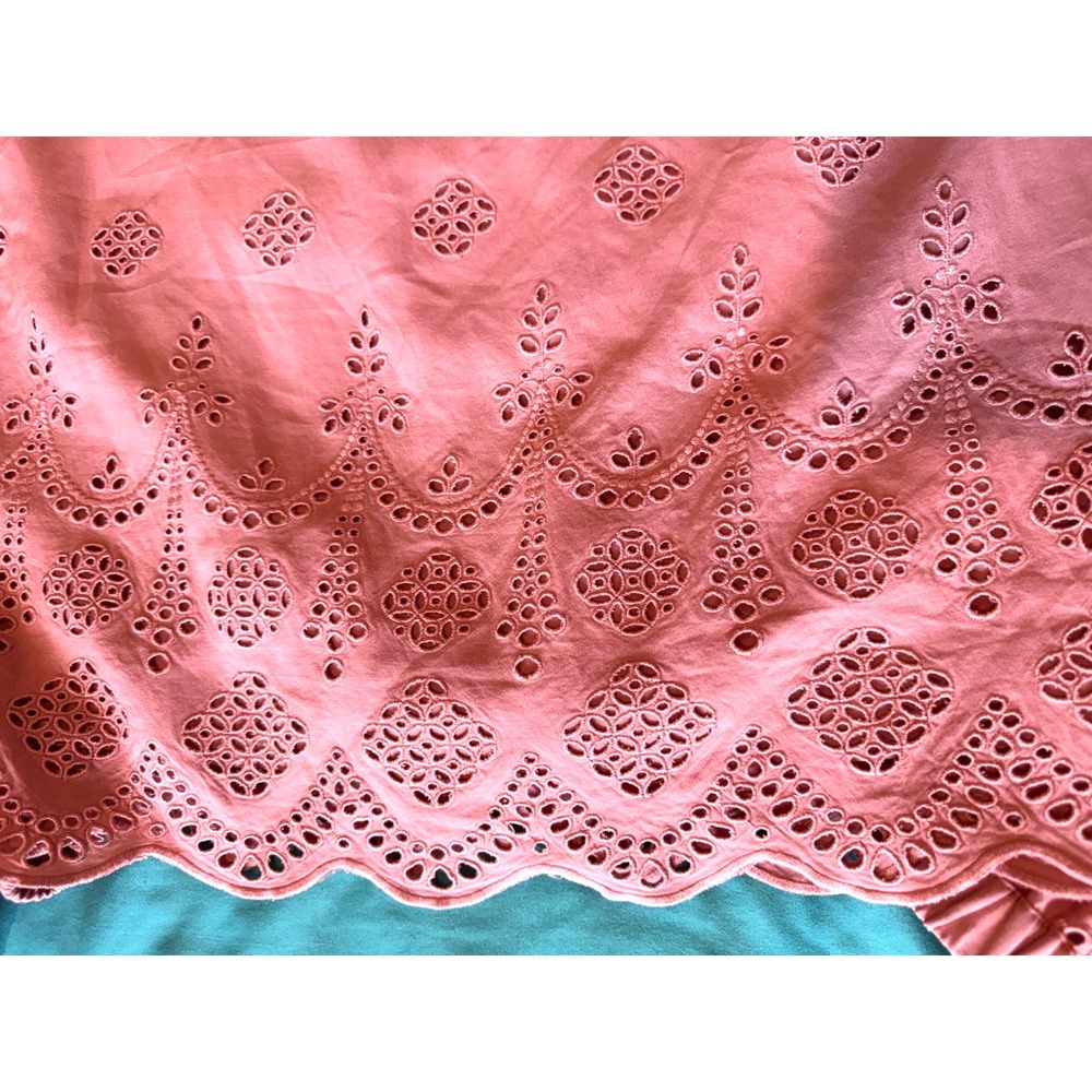 Madewell Off Shoulder Eyelet Dress 10 Dusty Rose Embroidered Bell Sleeve Lined - Picture 8 of 11